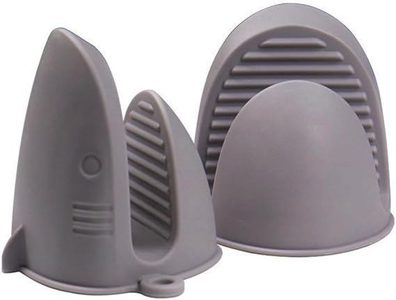 Oven MittsOoaMini Oven Gloves Silicone Heat Resistant Cooking Pinch Mitts Potholder for Air Fryer Kitchen Cooking Baking (Grey)