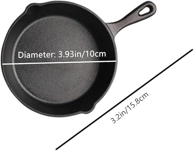 4 Inch Small Cast Iron Skillet, Pre Seasoned Mini Cast Iron Skillet, Camping Nonstick Frying Pan for Baked Brownie, Cookie, Egg Cakes Pan (Black)