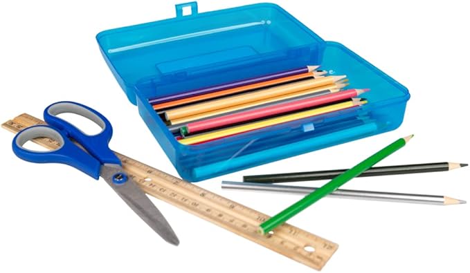 Craft County Transparent Pencil Box Colored Utility Box Storage Office Supplies Organizer Clear