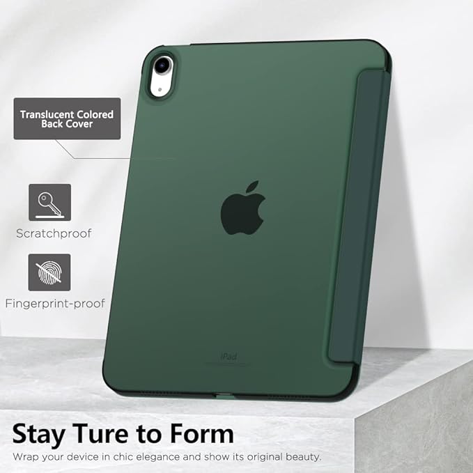 MoKo 11th generation 11-inch iPad (A16) case 2025, 10.9-inch iPad case 2022, hard polycarbonate smart case with slim stand, translucent back cover