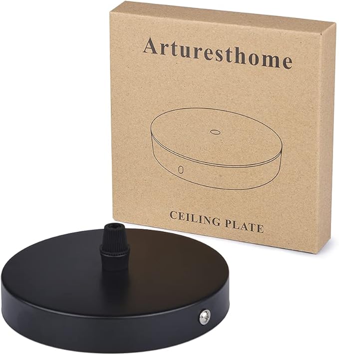 Arturesthome 4.7" Black Ceiling Canopy Light Kit Rewind Single Hole with Hardware,Ceiling Plate for Pendant Lighting or Chandelier,Easier to Install Than Standard Canopies