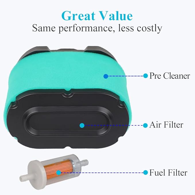 Professional 792105 air filter, durable air cleaner 276890 with fuel filter, compatible with BS V-Twin Engine 44H777 5405K 593240 4163205 GY21057 Air filter