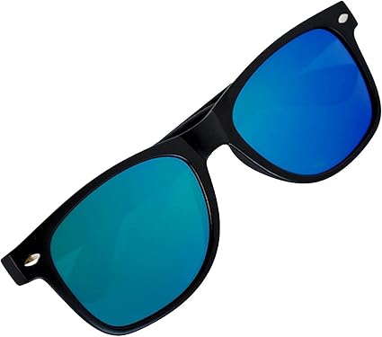 OWL Mirrored Sunglasses Women Men, UV Protected Rectangle Sunglasses, Fashion Retro Flat Mirrored Lens Black Sunglasses