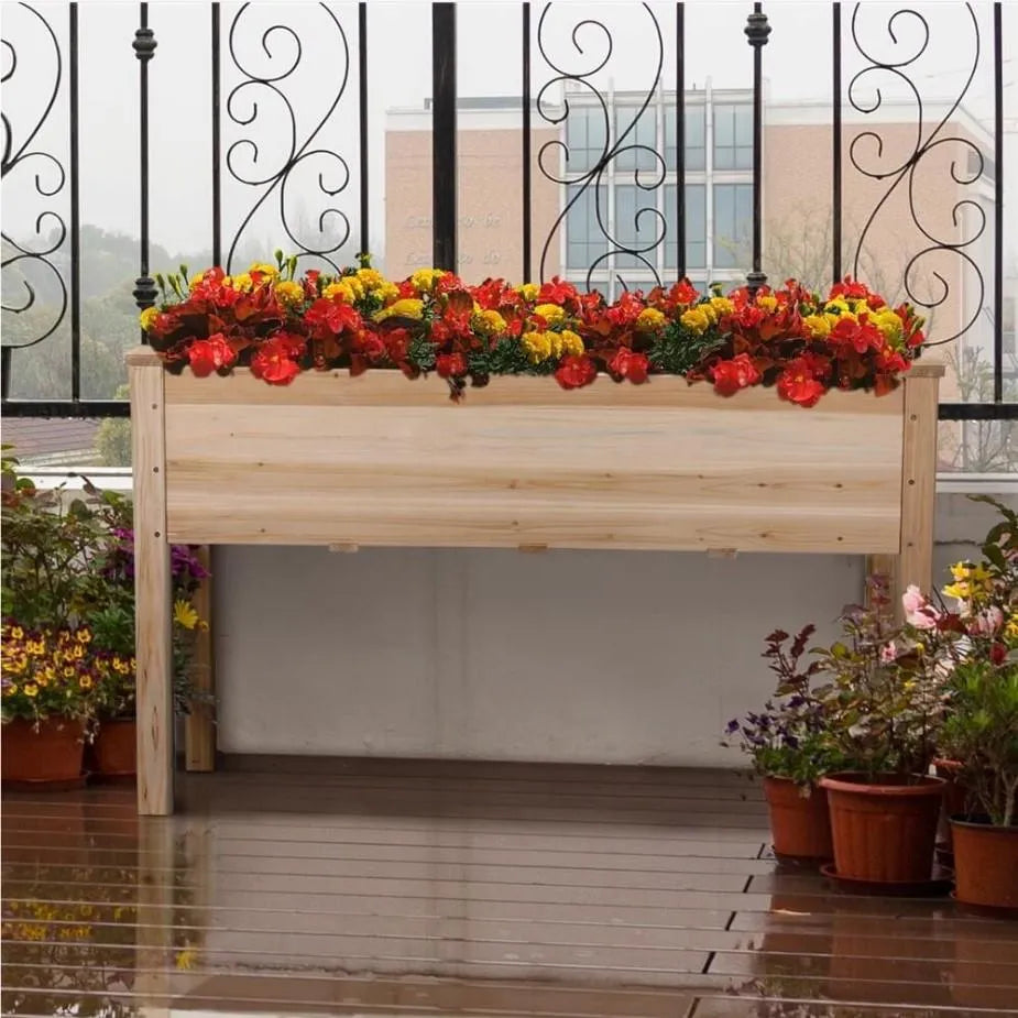 Wooden flower box for planting plants Standing vegetable pot Yaheetech 613623