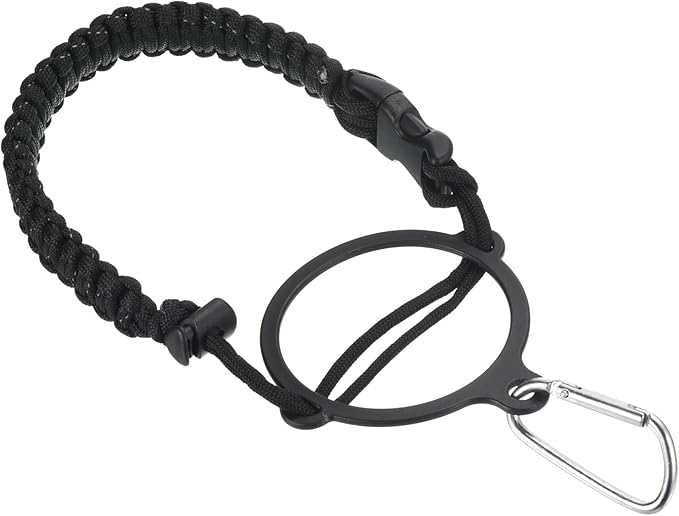 PATIKIL Paracord Handle, Water Bottle Handle Strap Carrier with Ring for 12oz to 64oz Wide Mouth Bottles, Black