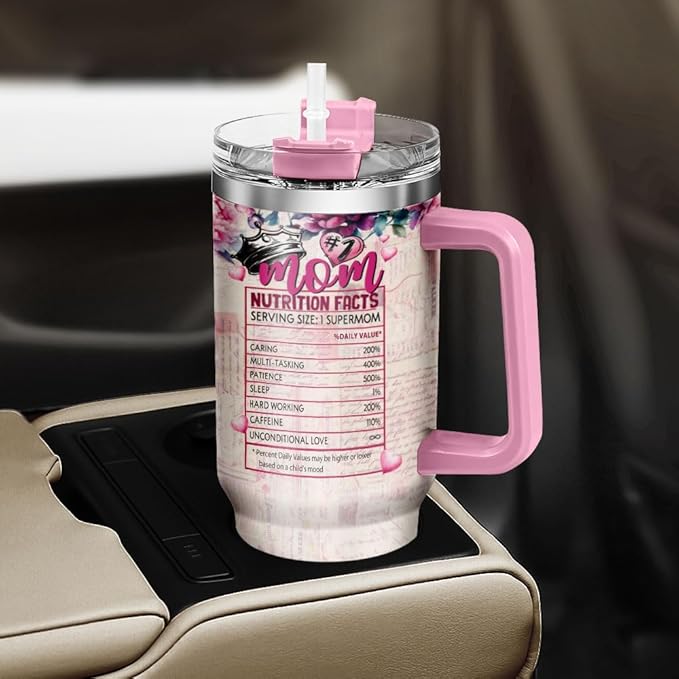 To Rose Handle Parade For Steel Flower Mommy Eleven Momma Mama Funny, Mom Gifts, Mom Life Messy Bun Floral Nutrition Facts, Tumbler 40 Oz With Handle Lid And Straw