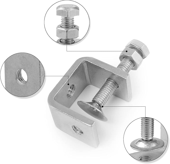 2 Pack 304 Stainless Steel Small C Clamps 1 Inch Mini C-Clamps Heavy Duty With Wide Jaw Opening for Woodworking and Welding Mounting (30mm)