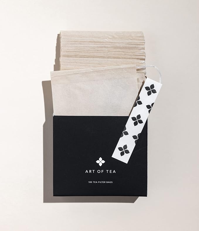 Art of Tea Filter Bags 4" by 3.5" Single Use 100 Count Works With Coffee or Tea