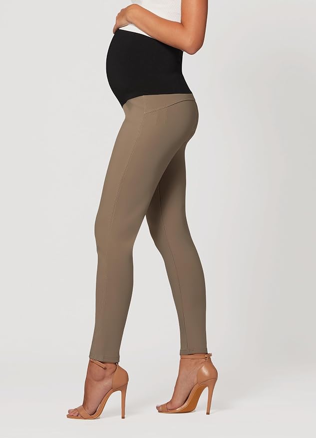 White Color Conceited Stretch Ponte Pants for Women - Dressy Leggings - High Waist Shaping Butt Lifting