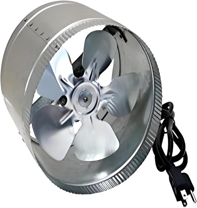 SunStream 8 Inch 420 CFM Inline Booster Duct Fan Ventilation HVAC Exhaust Fan with Low Noise for Basements, Bathrooms, Kitchens and Workshops