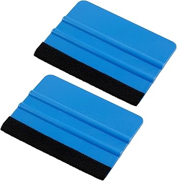 4 Inch Plastic Felt Edge Squeegee Tool Vinyl Squeegee for Window Tint, Wallpaper, Decal Sticker, Blue, 2Pcs