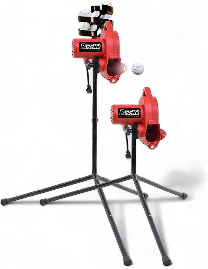Heater Sports Base Hit Lite Adjustable Baseball Pitching Machine 45 MPH Pitching Speed, Includes Automatic Ball Feeder, Extremely Accurate Perfect for Hitting and Fielding Training for All Ages