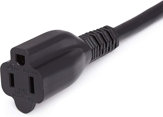 Basics Extension Cord, 15 Ft, 3 Prong Outlet Extender, Indoor Extension Cord, 13 Amps, 125V, Black