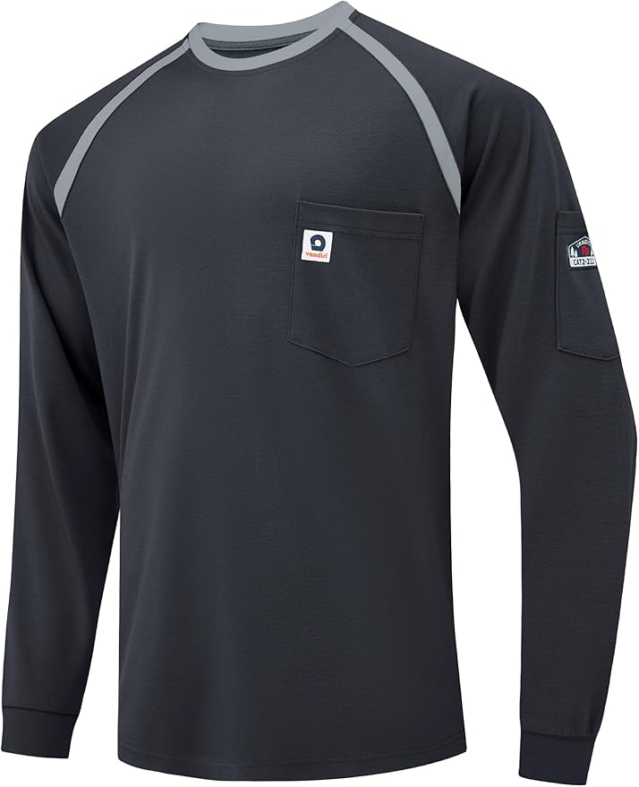 FRShirts for Men 100% Cotton 5.5oz Lightweight NFPA2112/CAT2 Flame Resistant Shirts for Men Long Sleeve