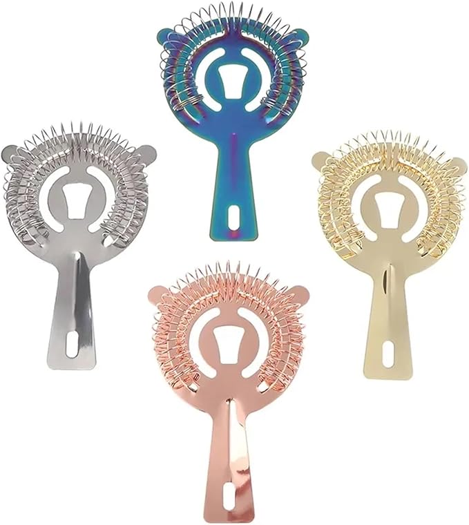 Bar Strainer 10pcs Stainless Steel Cocktail Shaker Bar Ice Strainer Wire Mixed Drink Bartender Professional Tool Bar Accessories for Home Bar Professional Bar(Rose Gold A)