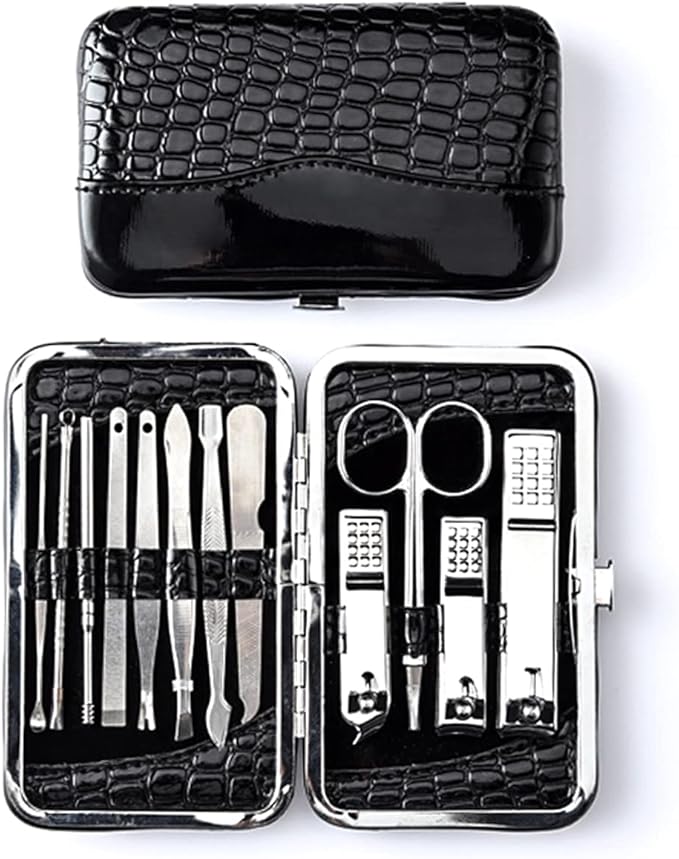 12 Pieces Manicure Set Professional Nail Clippers kit Stainless Steel Manicure kit Nail Care Tools with Luxurious Leather case