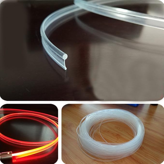 3.0mm Plastic Skirt Side Glow Optic Fiber Cable Car Light Decor (Length:5meters16ft)