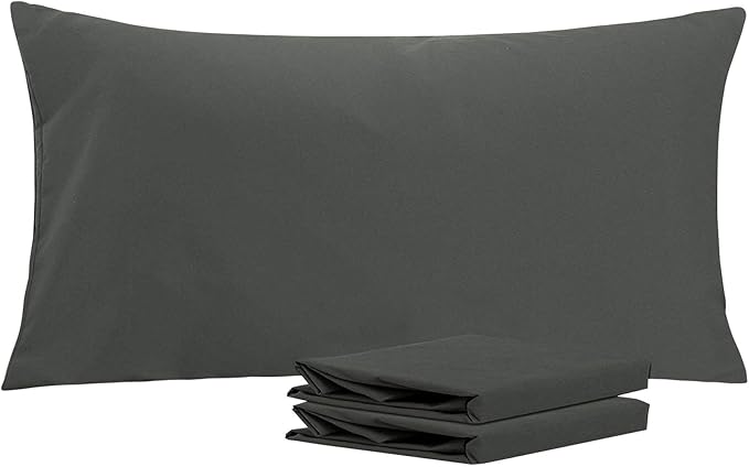 NTBAY King Pillowcase Set - 2 Pack Brushed Microfiber 20x36 Pillowcases - Soft, Wrinkle-Free, Fade-Resistant, Stain-Resistant, Dark Grey Pillowcases with Envelope Closure - 20x36 Inches, Dark Grey
