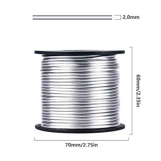 Aluminum Craft Wire, 95 Feet 2.0mm 14 Gauge Soft Silver Metal Aluminum Wire Bendable Sculpting Aluminum Wire Roll Bulk for DIY Crafts Jewelry Making
