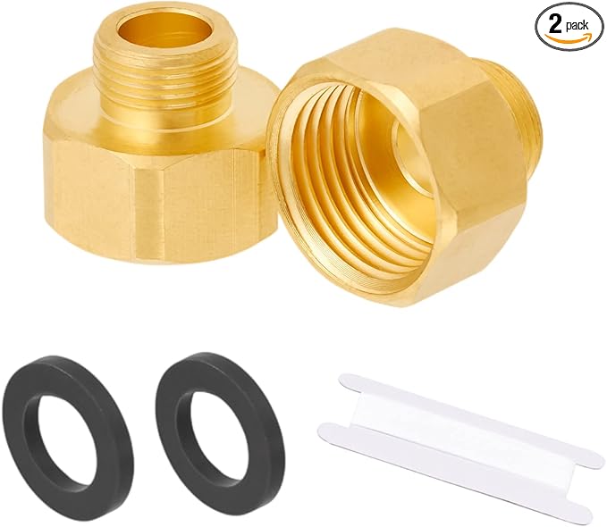 Brass G12 Female to G38 Male Reducer Adapter,Water pipe Fitting,Compression Fitting with Rubber Washer for Kitchen Bathroom Water Faucet 2pcs (FEMALE)