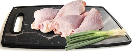 Lily's Home Kitchen Cutting Board (2-Piece Set) with Handles and in Marble Finish. Non-Porous, Dishwasher Safe