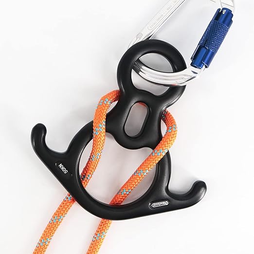 NewDoar 50KN 11000 LBF Rescue Figure,8 Descender Large Bent-Ear Belaying and Rappelling Gear Belay Device for Rock Climbing, Aerial Dance,Ziplining and Peak Rescue 7075 Aluminum Alloy