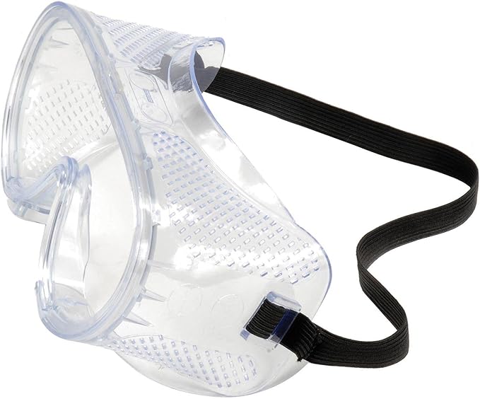 ERB Perforated Impact Resistant Goggles - Standard, Clear Lens, Black Straps