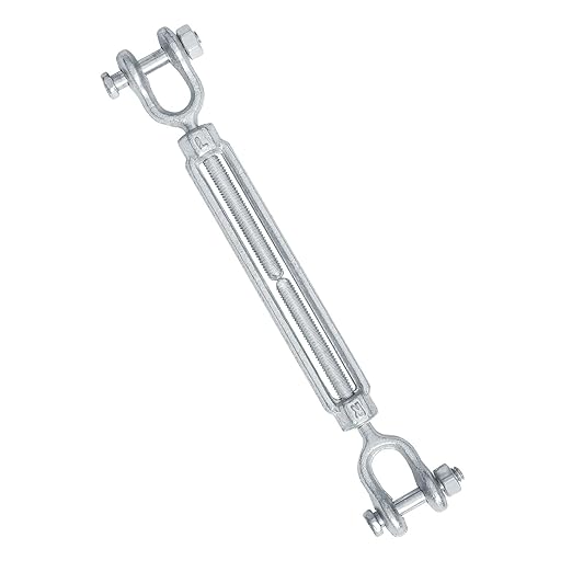 14" Jaw Jaw Turnbuckle Galvanized Jaw and Jaw Turnbuckle, Jaw Jaw Closed Body Marine Turnbuckle Jaw, 2000lbs Working Load Limit, Durable for Wire Rope Cable (14" x 4")