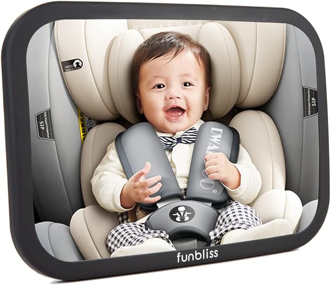 funbliss Baby Car Mirror Safely Monitor Infant Child in Rear Facing Car Seat,Car Mirror Baby Rear Facing SeatOoaNo Assembly Required, SaferOoaBest Newborn Car Seat Accessories, Shatterproof