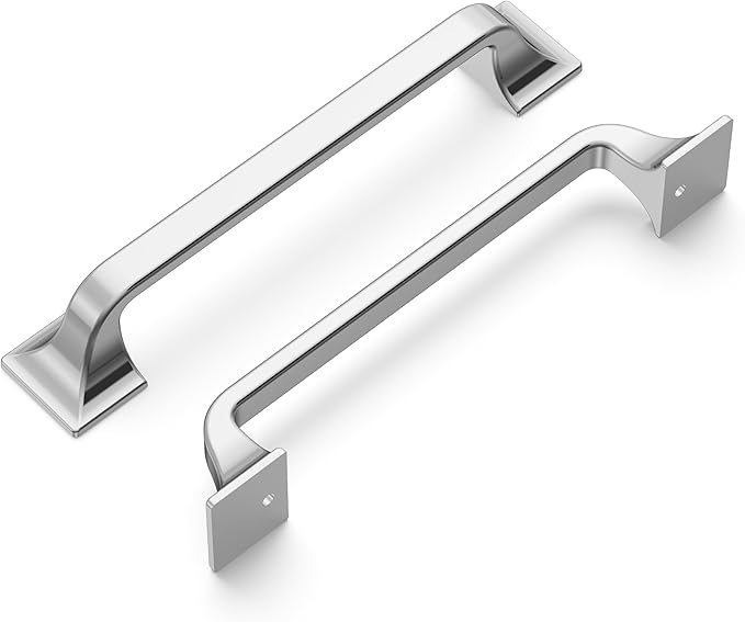 Hickory Hardware 1 Pack Solid Core Kitchen Cabinet Pulls, Luxury Cabinet Handles, Hardware for Doors & Dresser Drawers, 5-1/16 Inch (128mm) Hole Center, Chrome, Forge Collection