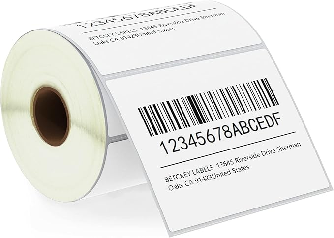 BETCKEY - 4" x 3" (102 mm x 76 mm) Shipping Multipurpose Labels Compatible with Zebra Rollo Label Printer,Premium Adhesive Perforated 1 Rolls, 500 Labels