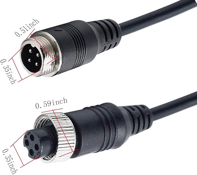 PEN 4-pin aviation video extension cable, 10ft3M, for CCTV rear view camera, truck, trailer, motorhome, bus, motorhome, vehicle, backup monitor, waterproof, shockproof system