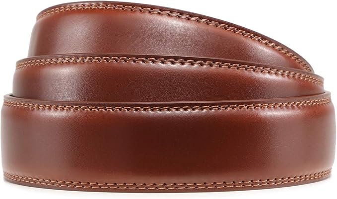 Founders & C Mens Leather Ratchet Belt Strap Only 1 3/8" Without Buckle,Replacement Strap Suitable for 40MM Slide Buckle (Burnt Umber)