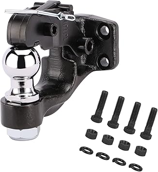 10-Ton Pintle Hook Trailer Hitches Receiver Hook Combination 2 Hitch Ball with Mounting Kit, 7000 lbs