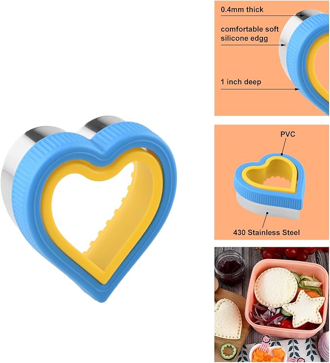 Heart Uncrustable Sandwich Maker Uncrustable Sandwich Maker for Family DIY Lunch Punch, Large Bread Cutter for Kids