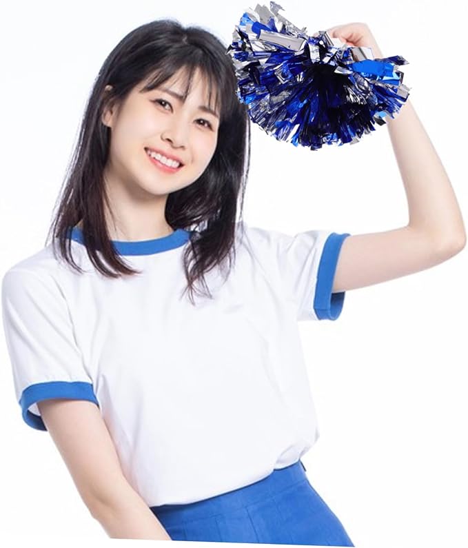 YARNOW Metallic Foil Cheerleading Poms 10 Pack for Boys and Girls Vibrant Hand Flowers