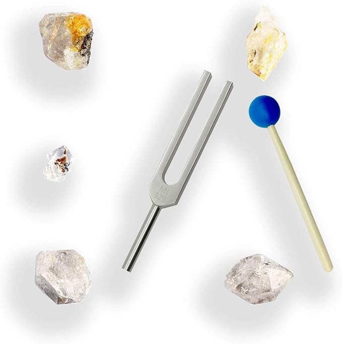 528 Hz Tuning Fork Tools Sound Healing Chakra Tuning Fork Solfeggio Energy Tuning Fork for DNA Repair Healing MI528 Hz Love Frequency Healing Devices for Healing (Silvery)