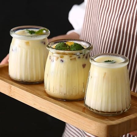 1PCS Pudding Glass Jar,Juicing Milk Storage Container Yogurt Pudding Glass Jar Bottle Mini Mousse Drinking Bottle with Lid(200ml), AMXEB0FVUIUS