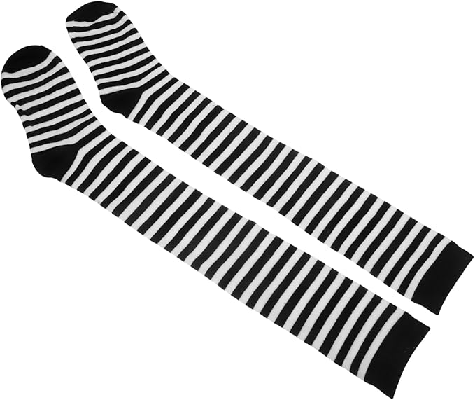 Black and grey Pinstriped Leg Socks Women's High Socks over The Knee