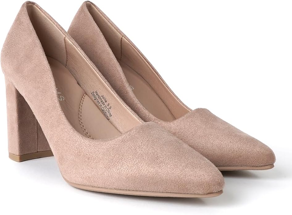 J. Adams Jolie Heels for Women - Closed Pointed Toe Mid Block Heel Classic Pumps