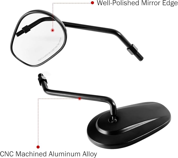 INNOGLOW Motorcycle Mirrors Rearview Mirror Side Mirrors Wide Field Matte Black Aluminum 8mm10mm Universal for Suzuki kawasaki Cruiser Chopper