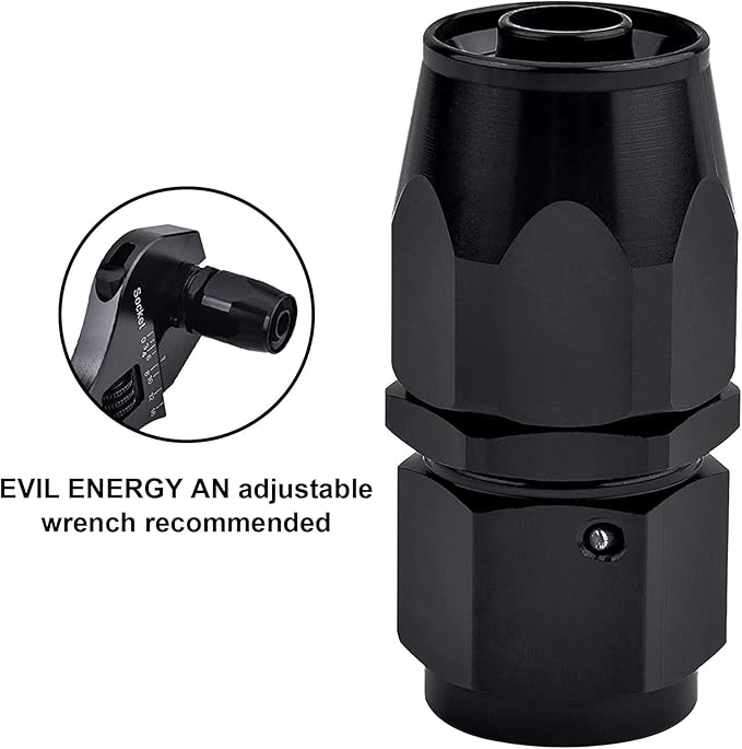 EVIL ENERGY 6AN Hose End Fitting Straight Swivel for CPE Braided Hose Black