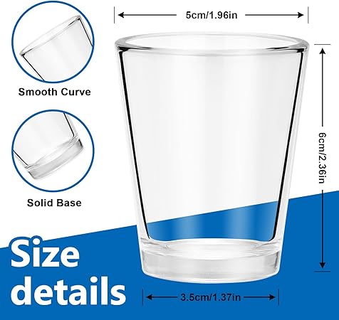 Glass Shot Glasses Set of 4, 2 OZ Crystal Clear Shot Glasses, Mini Glassware