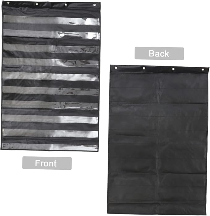 1pc Teaching Hanging Bag Hanging File Organizer Monitor Stationery Door Storage Organizer Pouches Mini Classroom Cell Phone Holder Service Training Foldable Charts Black Polyester