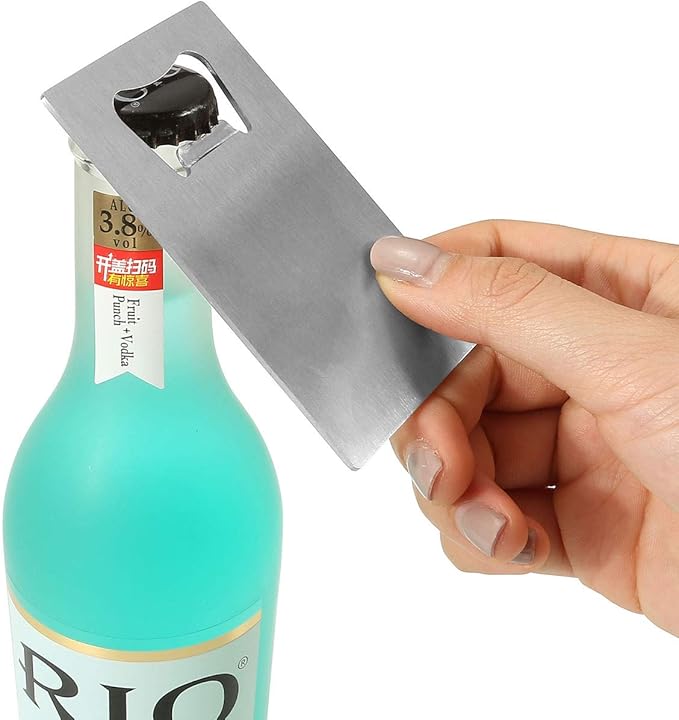 Wallet Bottle Opener, Cool & Funny Card Size Party Wedding Favors Beer Bottle Opener for Guest,Stainless Steel (2pcs-Black