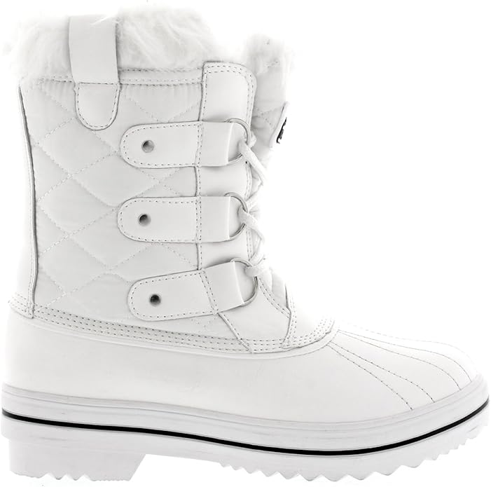 Womens Snow Boot Nylon Short Fur Rain Winter Waterproof Snow Warm Boots - White - 5-36 - CD0031