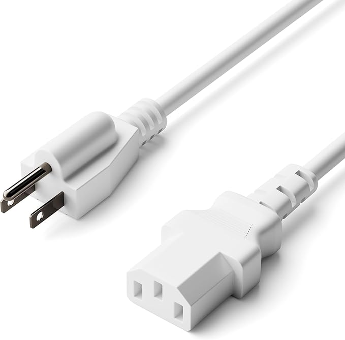 THE CIMPLE CO 5 Feet, White - 3 Prong AC Power Cable for Computer, Medical, Server, Desktop - C13 Power Supply Cord - NEMA 5-15P to C13 IEC 320 - (1.5 Meter)
