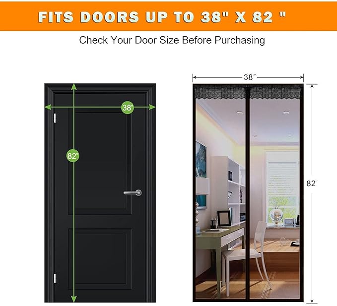 Magnetic Screen Door Mesh Fiberglass Mesh Curtain Net for Patio and Sliding Doorways Screen for Door Magnets