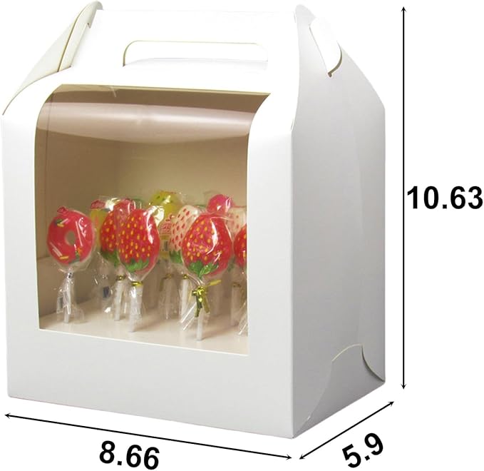 4 PCS Cake Pop Boxes - Portable Cake Pop Holder Boxes with Clear Window, Cake Pop Boxes Holder Packaging with Lid, Cake Display Stand With 33 Hole Positions, White Cake Boxes Packaging