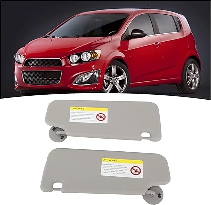 1 Pair Sun Visor Left Right Sun Visor with Mirror Replacement Compatible for Sonic Aveo 2012 to 2016 Grey Left Driver Side Sun Visor